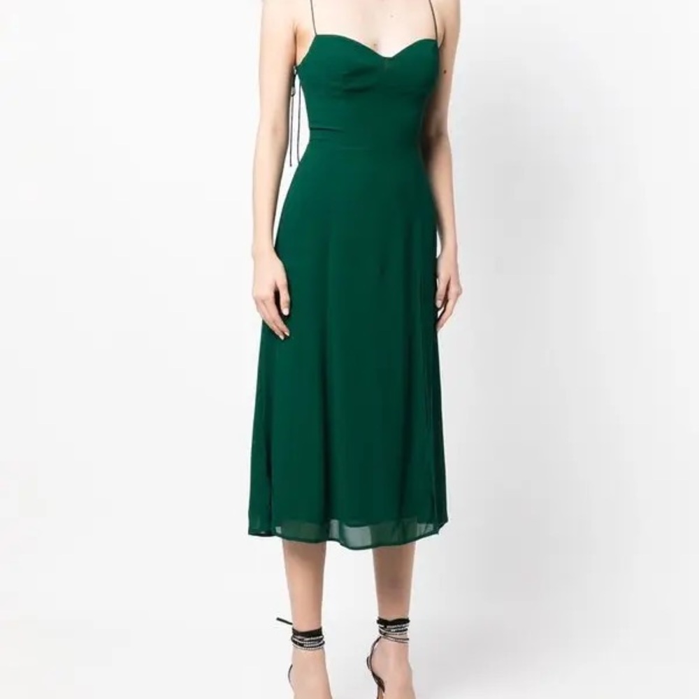 Reformation Juliette Dress In Emerald Green - Picture 13 of 13